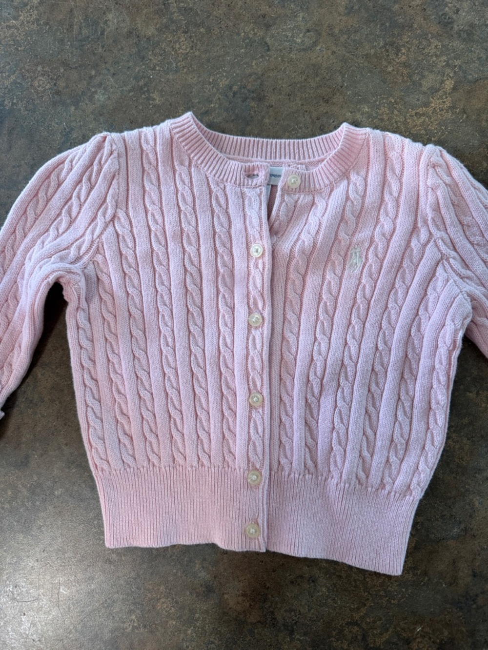 Ralph Lauren Pink Cable Knit Button-Front Sweater 9M